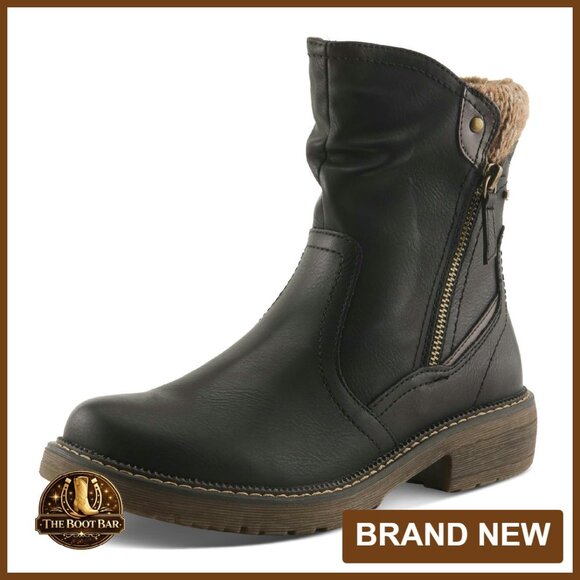 Vegan Leather Ankle Boots Size 8.5-9 Flexible Sole Zipper Closure